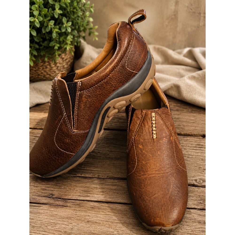 Size 12 - Merrell Moc Leather Mahogany Brown Shoes Loafers J003087 Men's